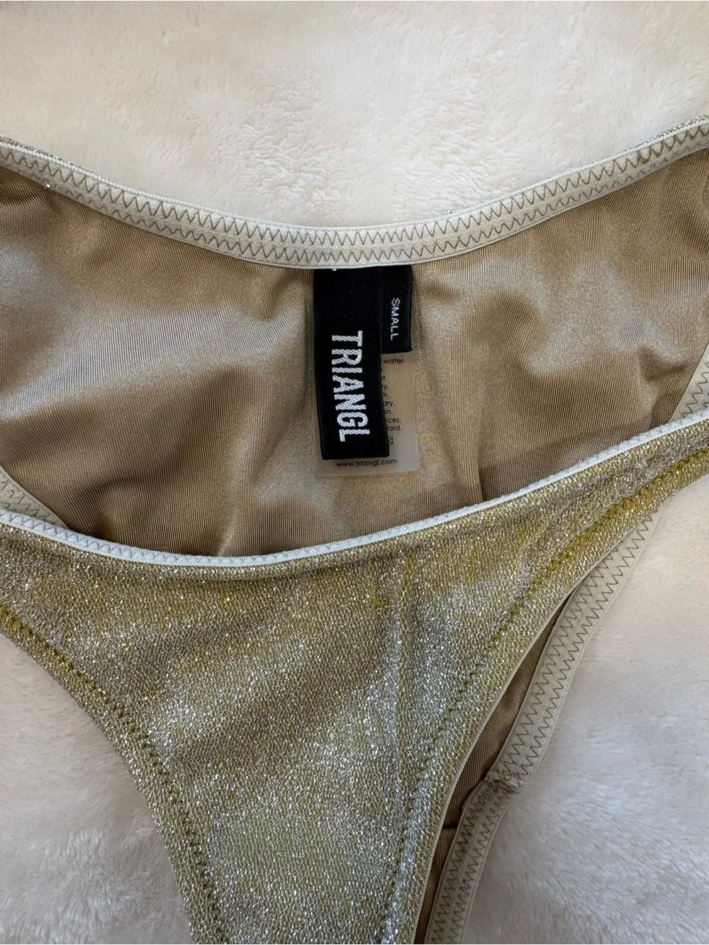 triangl swimwear gold sparkly Bikini Set Top: XS bottom: S